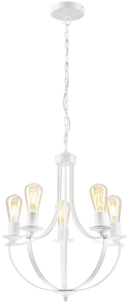 Luster na reťazi GINA 5xE27/60W/230V biela