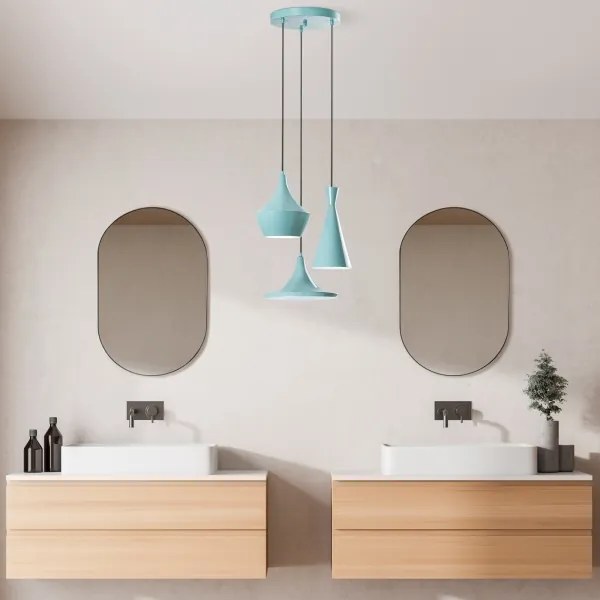 Luster na lanku TOM 3xE27/40W/230V modrá