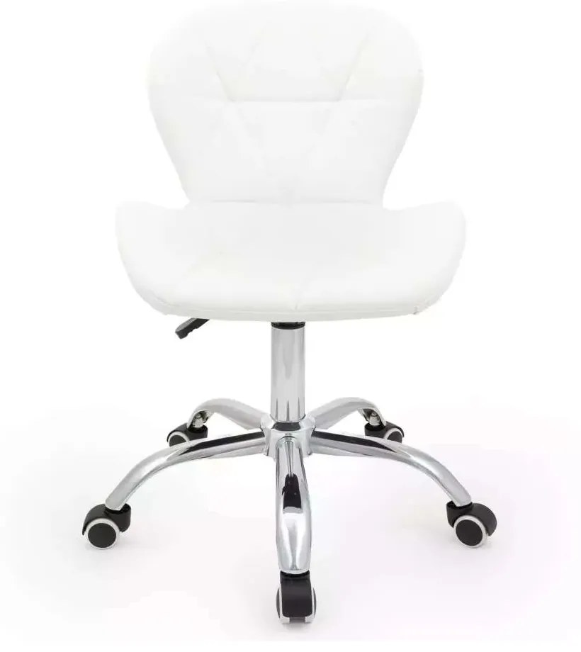 LuxuryForm DESIGN Stolička LIVIO na striebornej podstave s kolieskami - biela