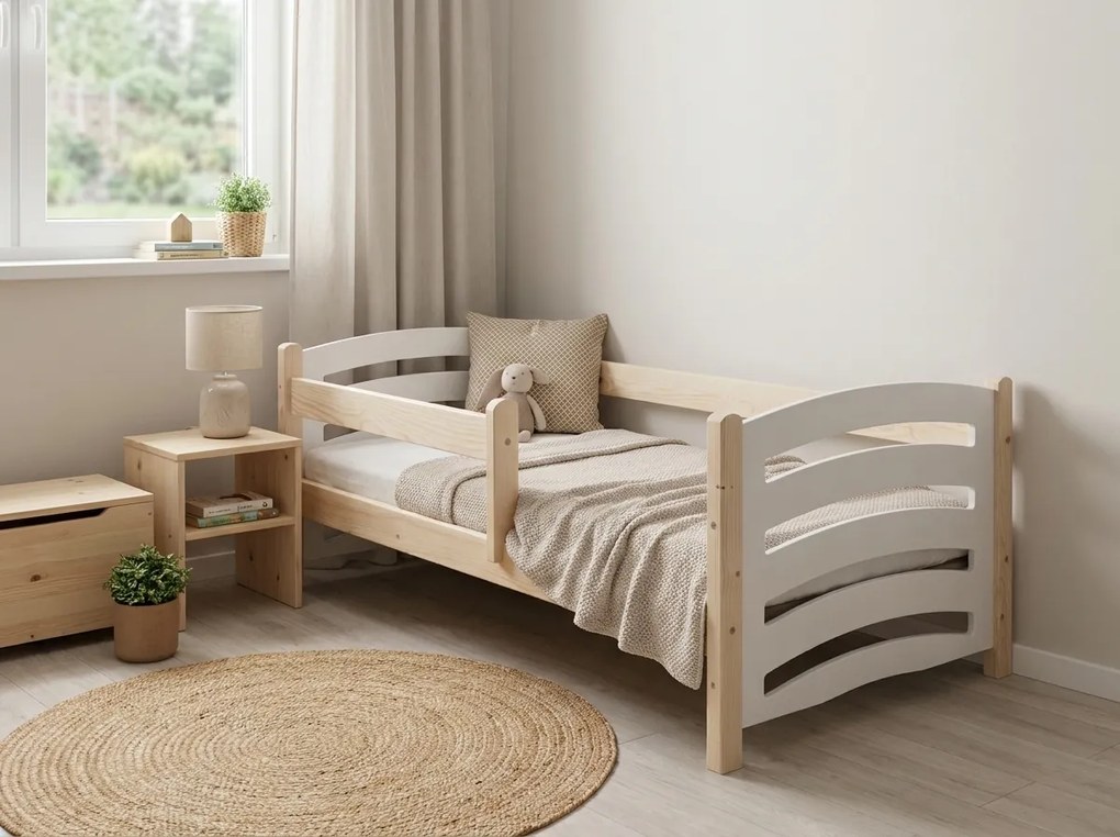 Detská posteľ MELA 80 x 160 cm biela/borovica Rošt: Bez roštu, Matrac: Matrac EASYSOFT 8 cm