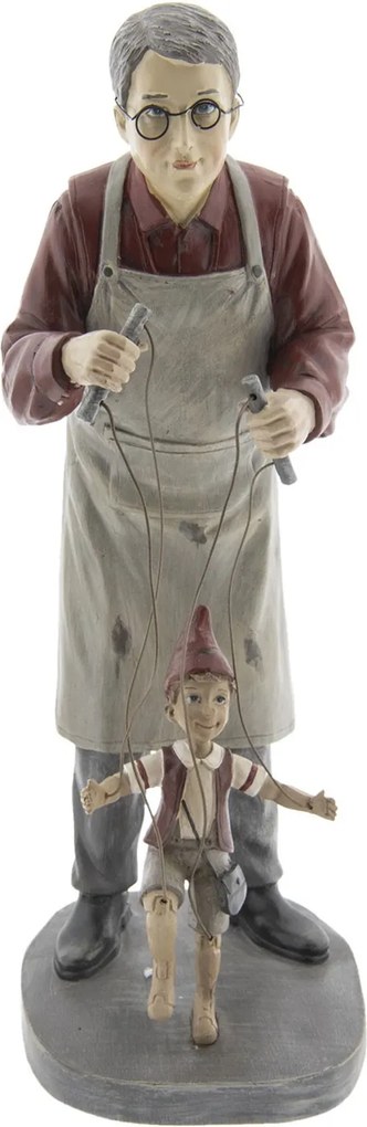 Dekorácia muž s bábkou Pinocchio - 16*14*36 cm