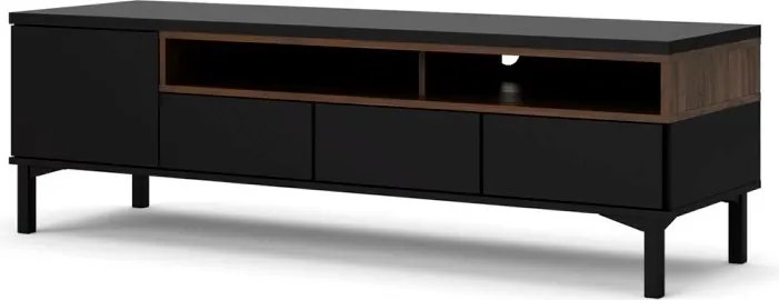 Televízny stolík Atreila 179 155 cm čierna/orech tmavý