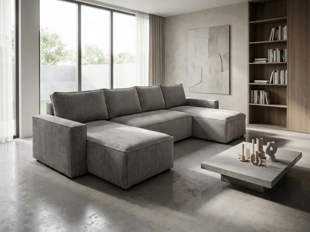 Svetlosivá sedacia súprava do U SMART COSARO 295x140 cm