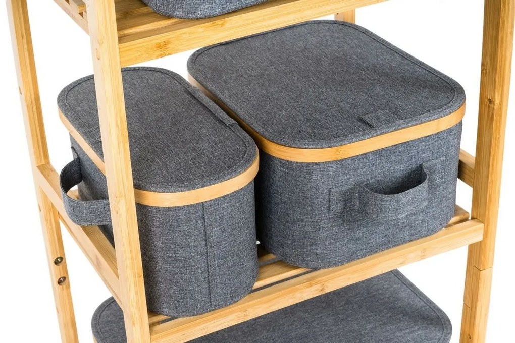 Úložný box G21 24 x 30 x 15 cm, bambusový s vekom, sivý