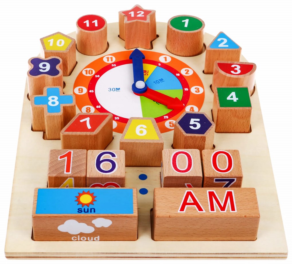 RAMIZ Vzdelávacie drevené hodiny pre deti