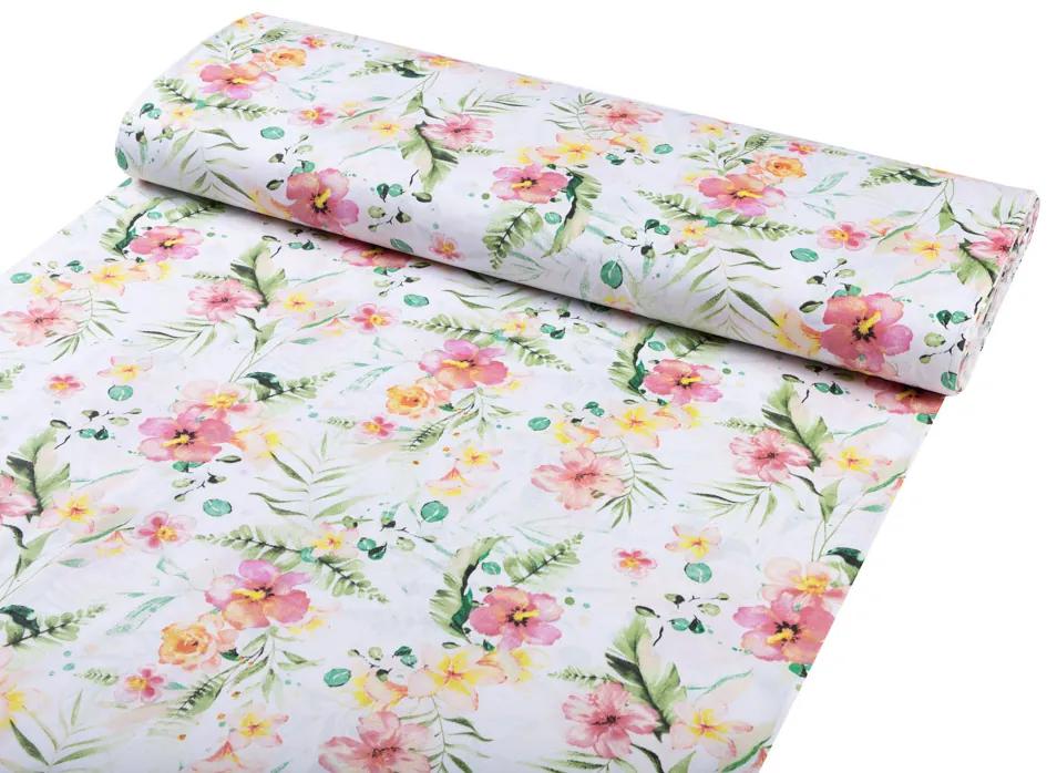 Biante Detské bavlnené posteľné obliečky do postieľky Sandra SA-283 Havajské kvety Do postieľky 90x120 a 40x60 cm