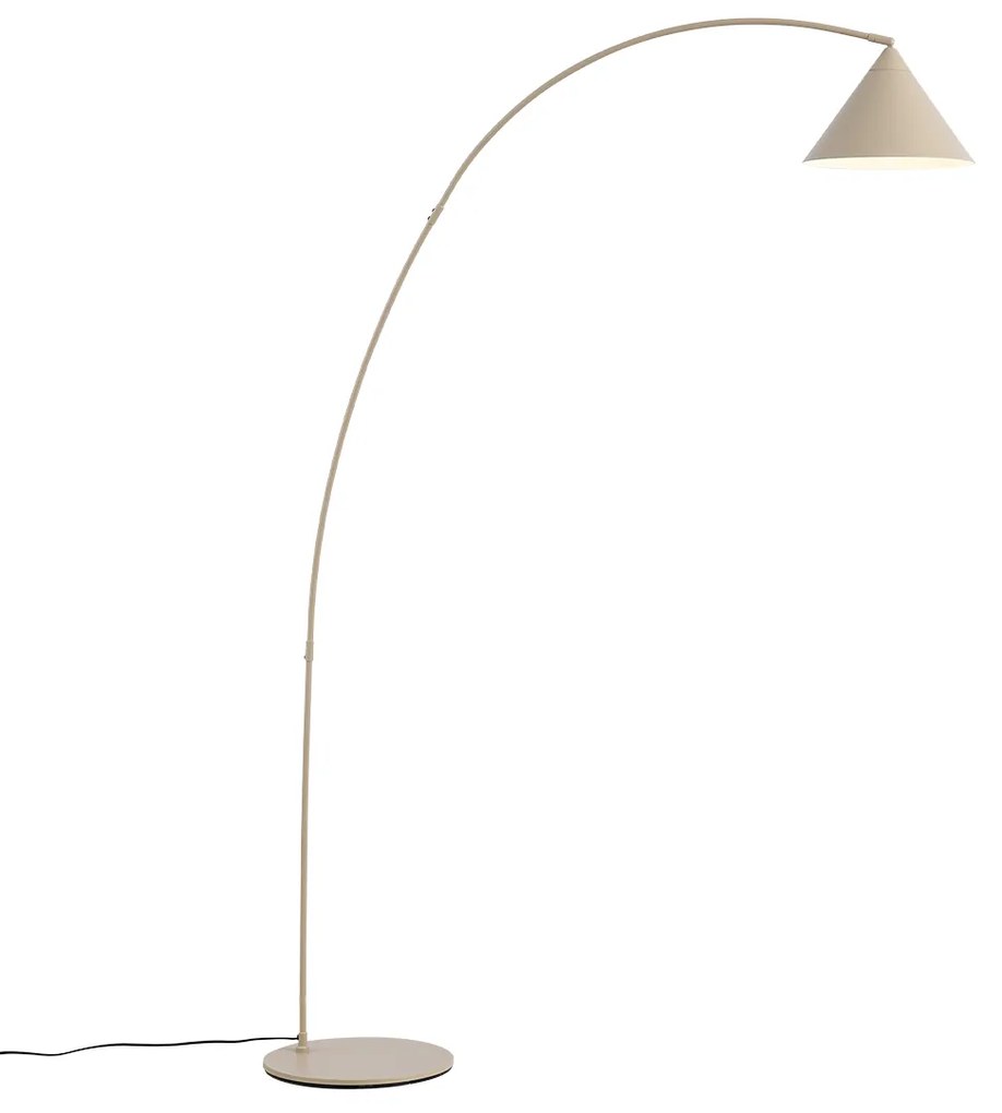 Retro stojaca lampa béžová s bielym interiérom - Triangolo