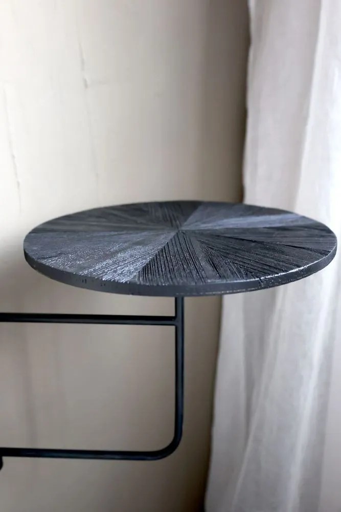 Čierny antik drevený okrúhly nástenný stôl Wall Table - Ø 35*45 cm