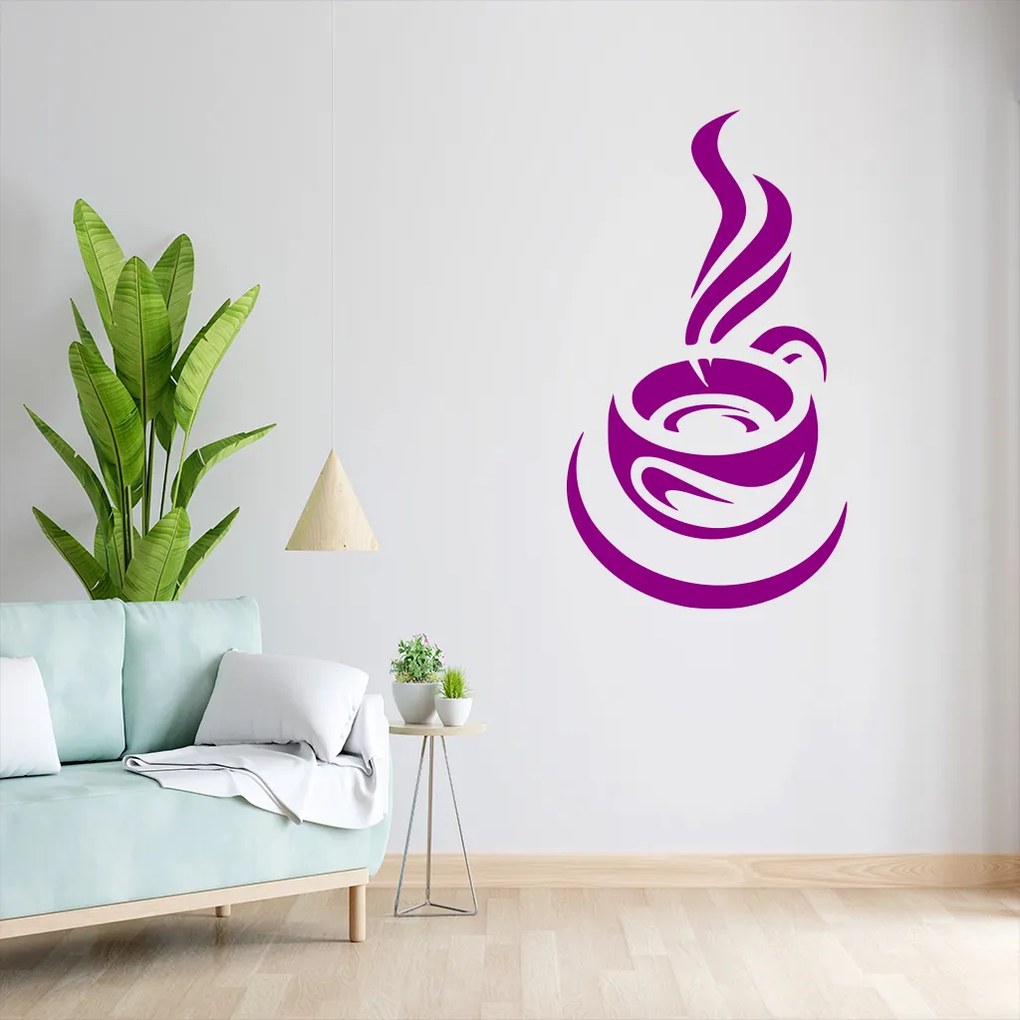 Veselá Stena Samolepka Ranná šálka kávy Farba: zelená, Veľkosť: 80 x 45 cm