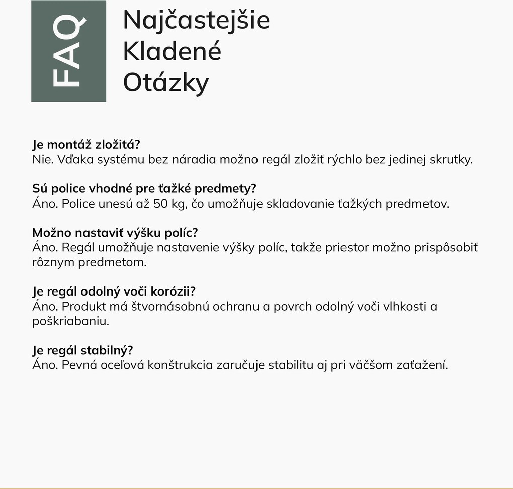 Kovový úzky regál antracitový: JOHNNY, 1800 x 450 x 420 mm