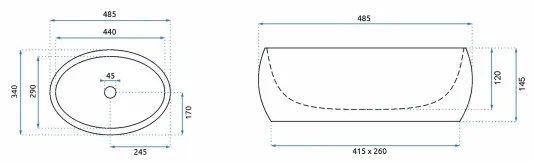 REA-U8568 - Umývadlo na dosku LINDA 34x48,5 cm keramika/mramorový dekor