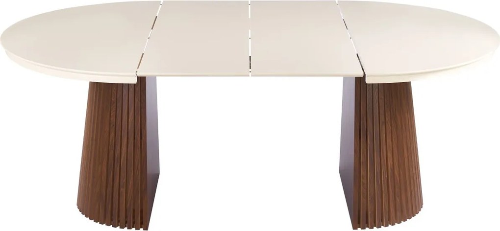 Vintino Jedálenský stôl NEVIO 120–160–200 × 120 cm – kašmír / orech