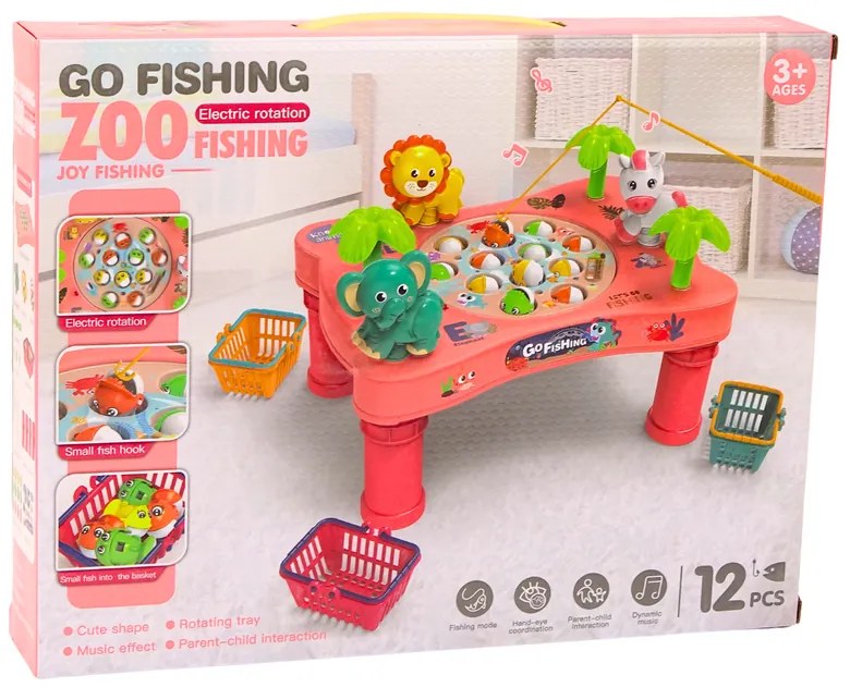 LEAN TOYS Arkádová hra – Rybičky ružový stôl