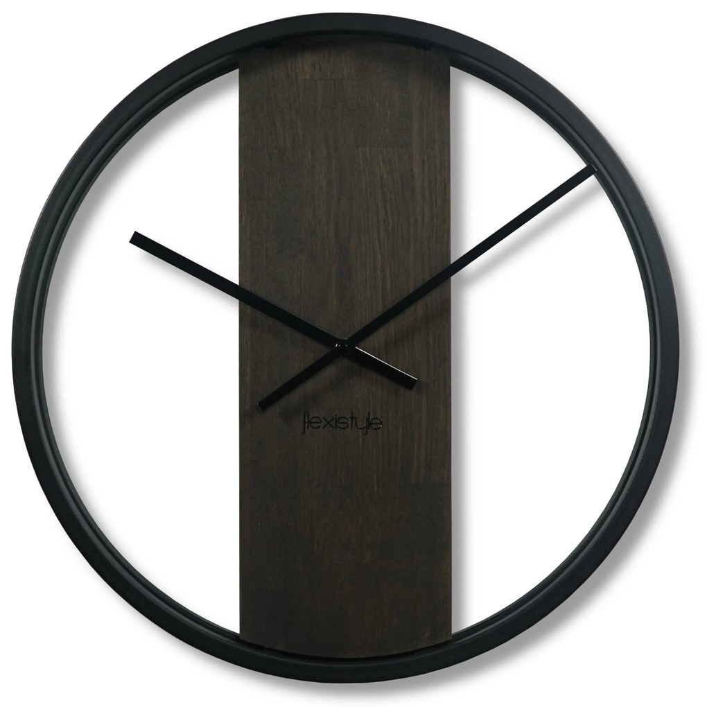 Dekorstudio Kovové hodiny s dubovým drevom LOFT OVAL wenge