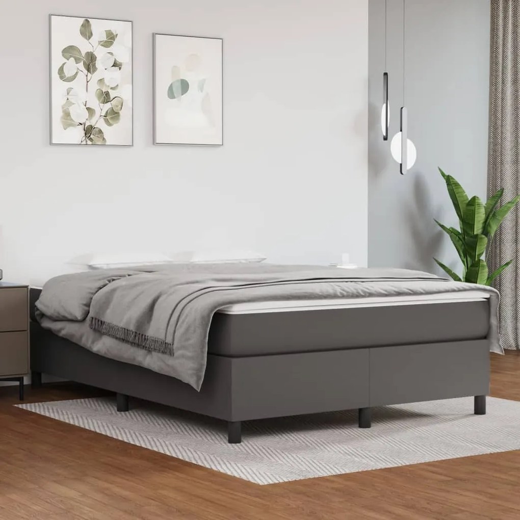 Boxspring posteľ s matracom sivá 140x200 cm umelá koža 3144612