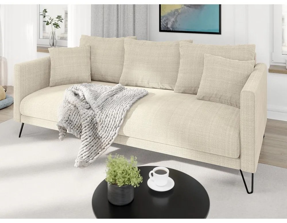 Krémová ženilková pohovka 200 cm Freya – Ropez