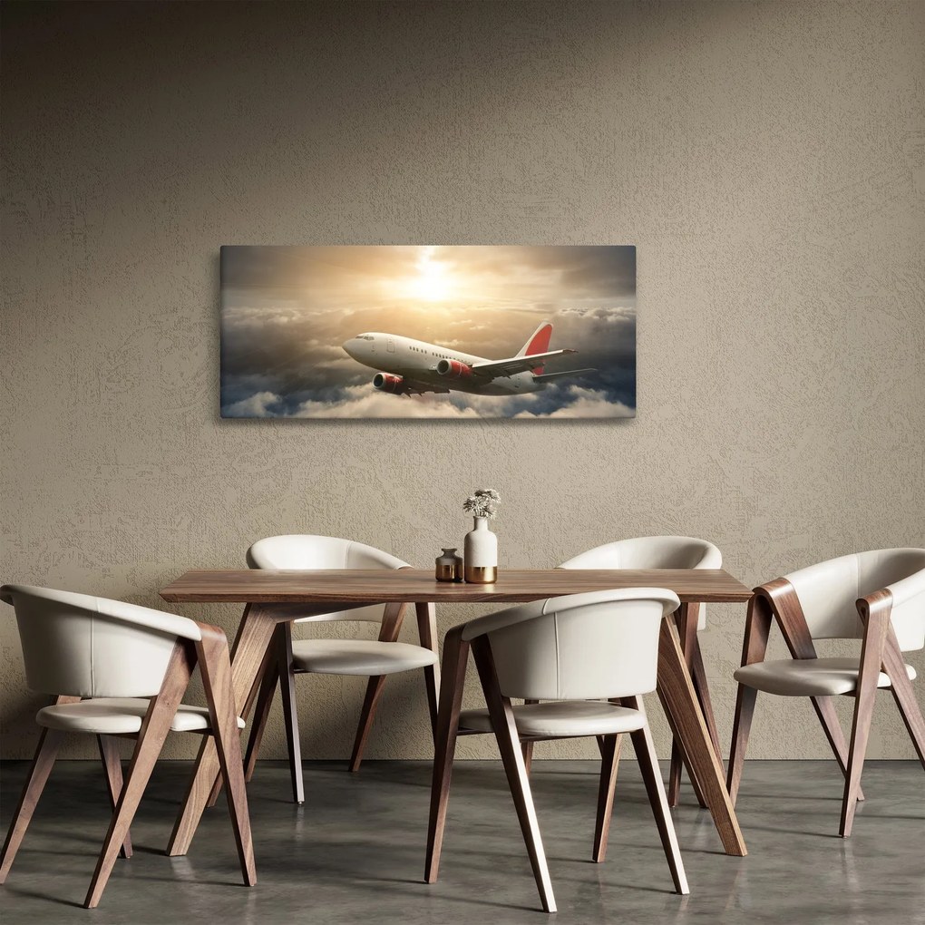 Obraz - Lietadlo v oblakoch (120x50 cm)