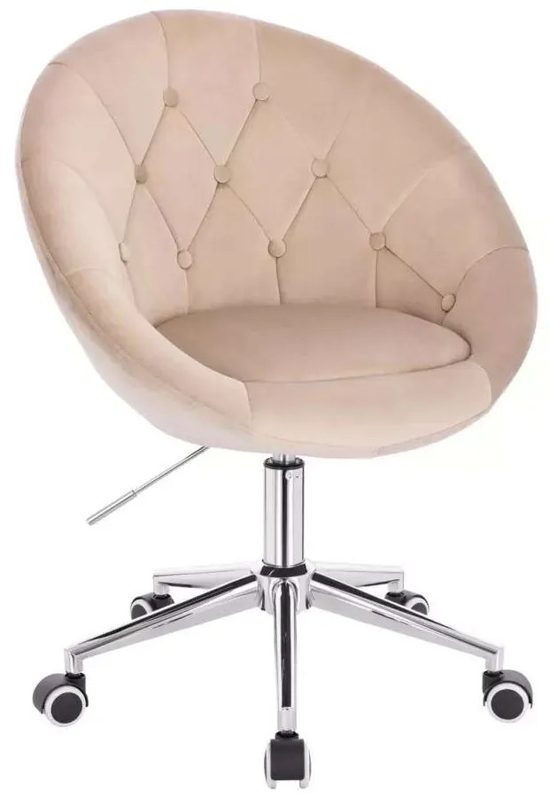 LuxuryForm DESIGN Kreslo VERA VELUR na striebornej podstave s kolieskami - latte