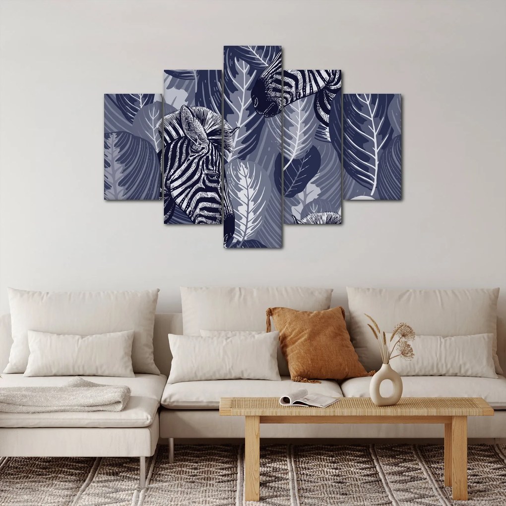Obraz - Modré zebry (150x105 cm)