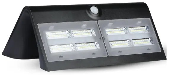 LED Solárne nástenné svietidlo so senzorom LED/7W/3,7V 4000K IP65 4000 mAh čierna