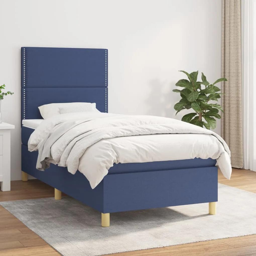 Boxspring posteľ s matracom modrá 100x200 cm látka 3142239