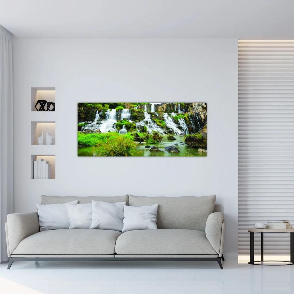 Obraz - vodopády so zeleňou (120x50 cm)
