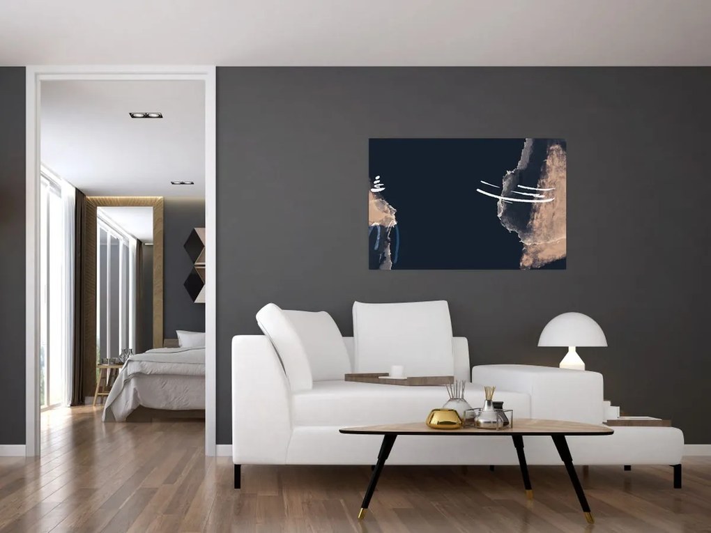 Obraz - Tmavomodrá abstrakcia (90x60 cm)