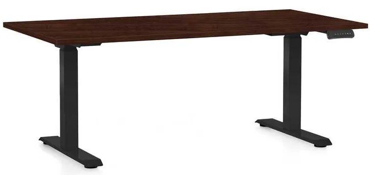 Výškovo nastaviteľný stôl OfficeTech C, 160 x 80 cm, čierna podnož, wenge
