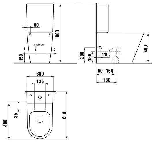 Sapho - Kombinované WC PACO, keramika/čierna