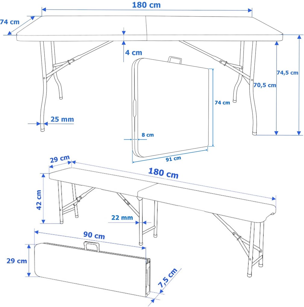 Skládací zahradní cateringová sestava Rattan tmavě šedá