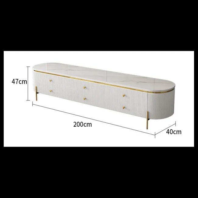 TV STOLÍK GASTON ZLATÉ NOHY + BIELA + SYNTETICKÝ MRAMOR