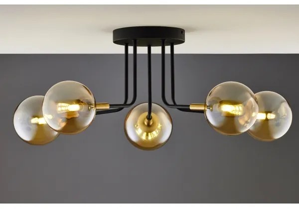 Jupiter 2038 - Luster na tyči BURANO 5xG9/10W/230V čierna/zlatá/béžová