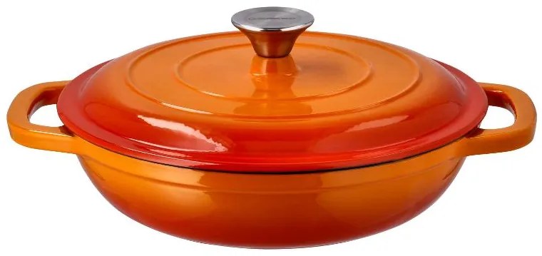 Silvercrest®  Liatinová servírovacia panvica, 2,4 l, oranžová + Liatinová grilovacia panvica, 24 cm, oranžová  (800011481)