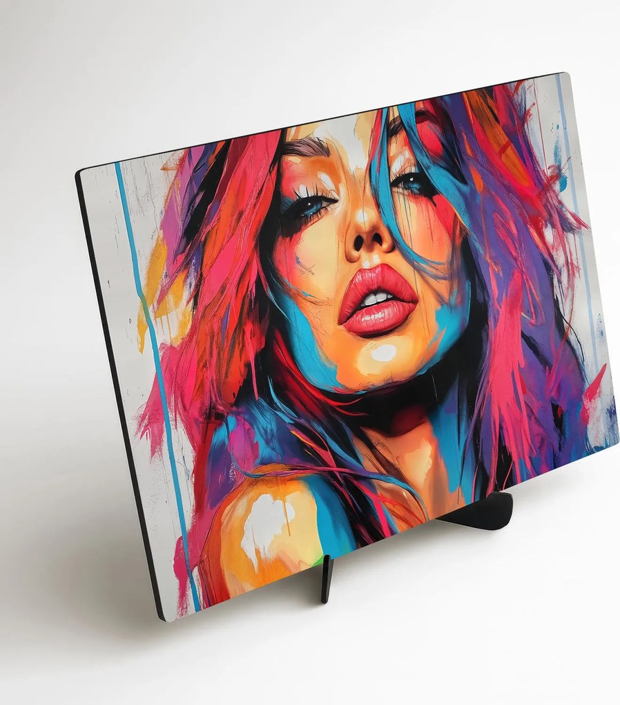DUBLEZ | Pop art drevený obraz - Žena vo farbách