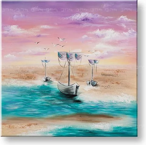 Maľovaný obraz na stenu LODE NA MORI