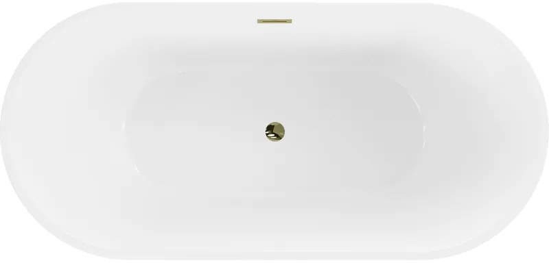 Mexen Luna, voľne stojaca vaňa 140 x 75 cm, biela, zlatý lesklý prepad, 52031407500-50