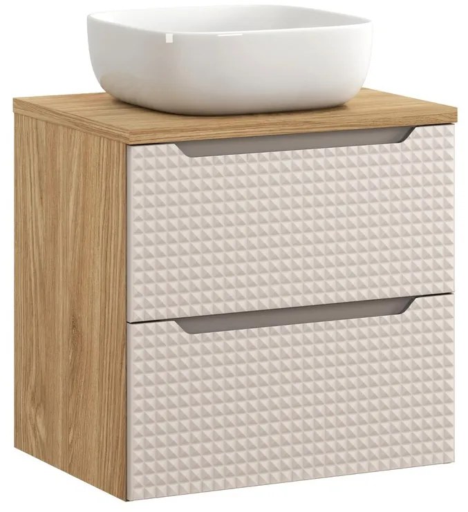 Závesná skrinka Luxor Beige Smile I s doskou a umývadlom 60 cm béžová/dub olejovaný