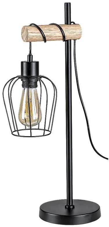 Rabalux Stolná lampa FABIANO 1x40W | E27 - čierna, svetlé drevo