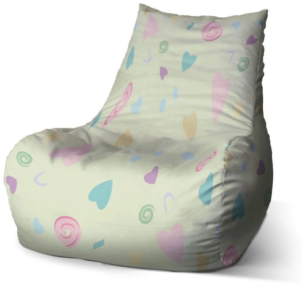 Sablio Sedací vak Bean Srdiečka a špirály XL - 60 x 70 x 70 cm