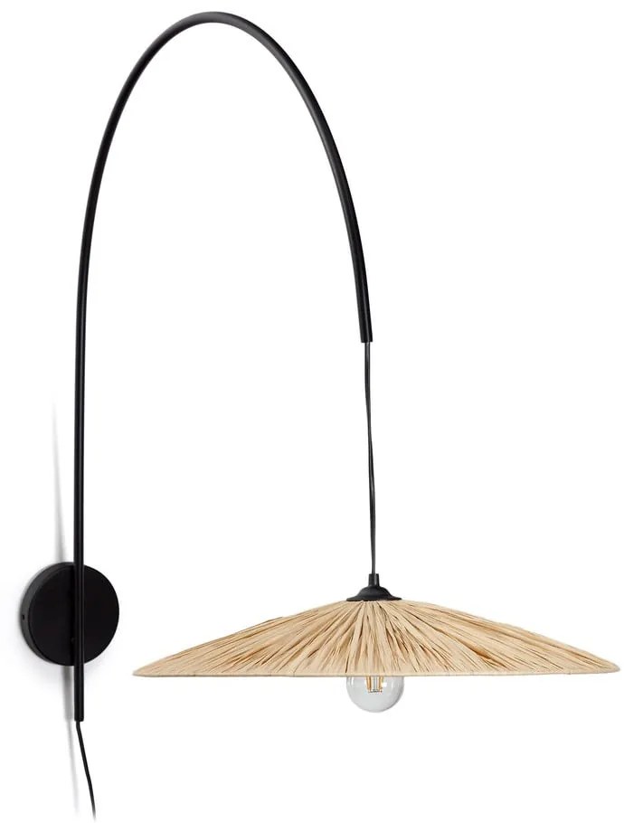 Nástenné svietidlo v čierno-prírodnej farbe Rosella – Kave Home