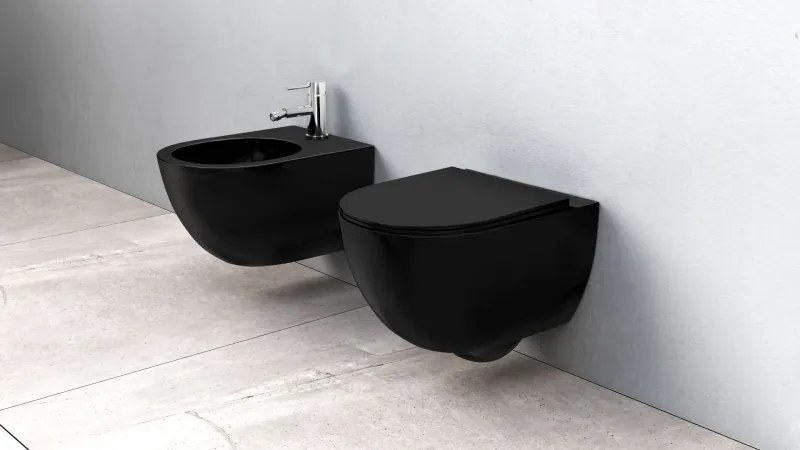 Rea Závesné WC Carlo Mini Rimless Duroplast/Flat/ZM Black Mat REA-C8489 - Rea