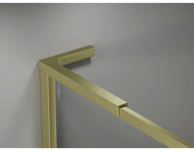 Mexen, Mexen Kioto-XF L sprchová stena s rámom 80 x 202 cm, priehľadná 10 mm, brúsené zlato - 800-080-174-55-00-XF