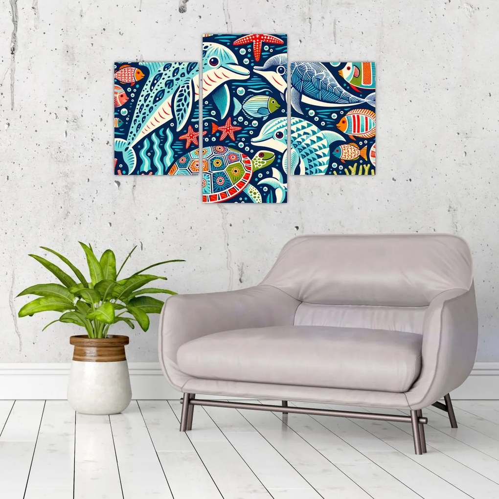 Obraz – Kreslené vodné zvieratká (90x60 cm)