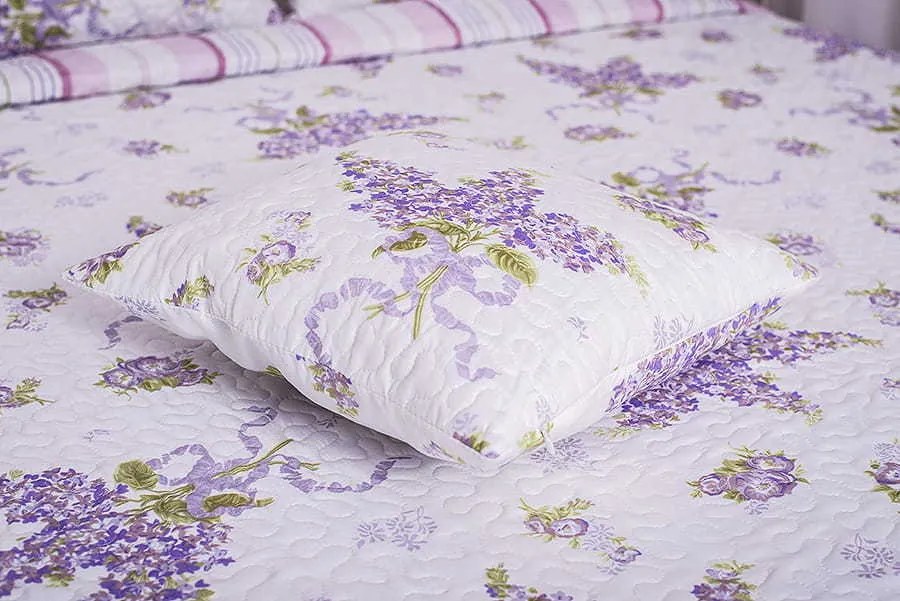 Prehoz na posteľ LAVENDER GARDEN 200x220 cm - fialový/biely