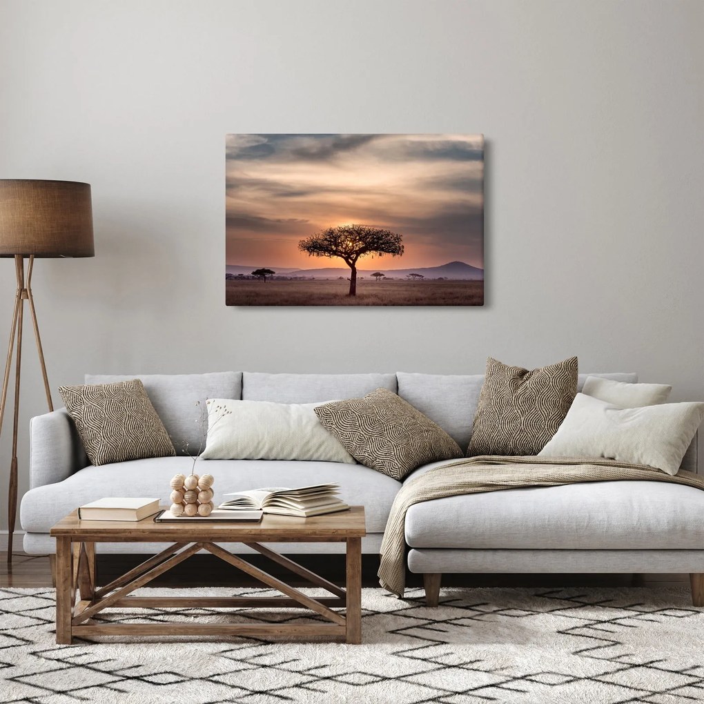 Obraz západu slnka v Tanzánii (90x60 cm)