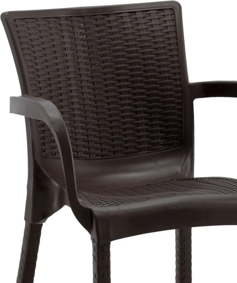 Garden Line Plastová Záhradná stolička s ratanovým vzorom 60 x 60 x 82 CM HNEDÁ