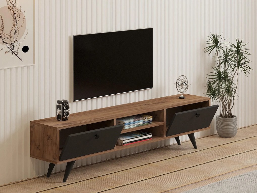 TV stolík/skrinka Tebuvi (borovica atlantická + antracit) . Akcia -15%. Vlastná spoľahlivá doprava až k Vám domov. 1095158