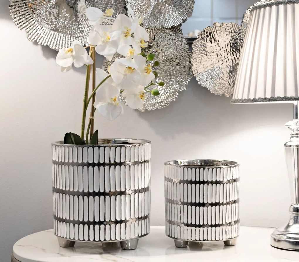 Sada 2 ks obalů na květináč Ray bílo-stříbrná