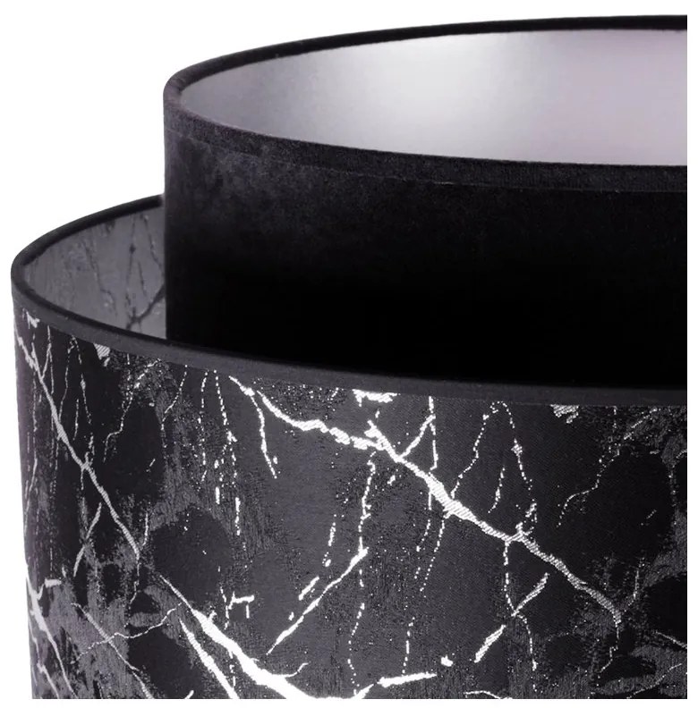 Závesné svietidlo Werona duo 3, 1x čierne textilné tienidlo so vzorom, s