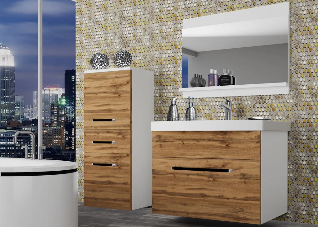 Kúpeľňový nábytok Belini dub wotan + umývadlo + zrkadlo ROD M 2/0/W/DW/0/ZW